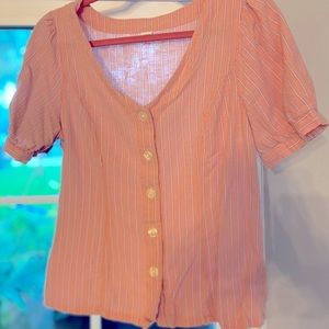 Small old navy pink striped puff sleeve shirt